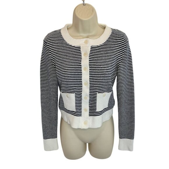Sandro Blue White Peny Cardigan - Size XS/S - Picture 2 of 10